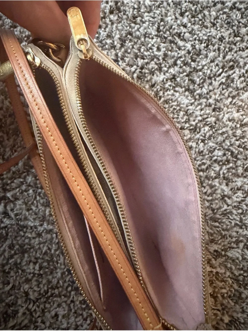 Louis Vuitton White Damier Azur Crossbody with Brown Leather Strap - Picture 14 of 16